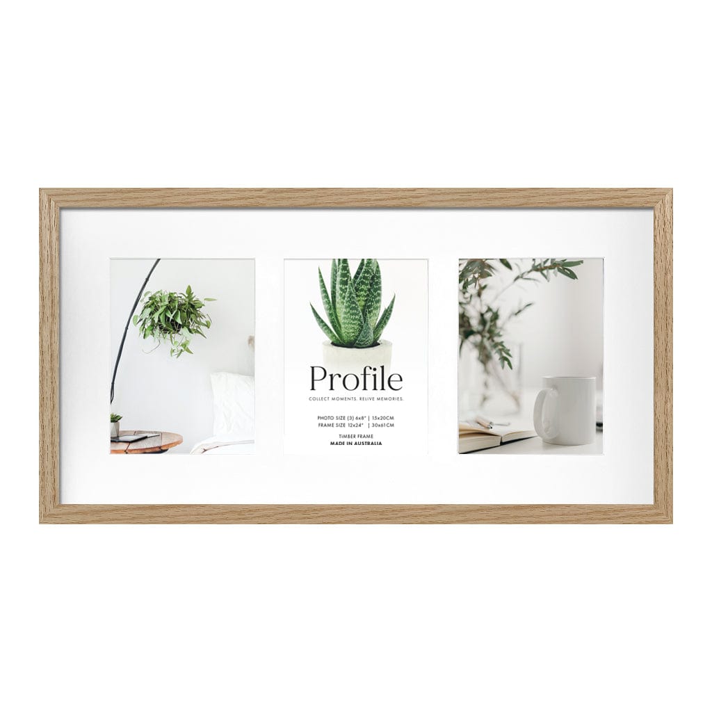 Decorator Gallery Collage Photo Frame - 3 Photos (6x8in) Natural Oak Frame from our Australian Made Collage Photo Frame collection by Profile Products Australia