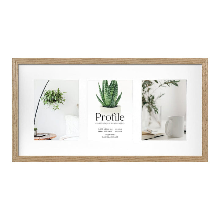 Decorator Gallery Collage Photo Frame - 3 Photos (6x8in) Natural Oak Frame from our Australian Made Collage Photo Frame collection by Profile Products Australia