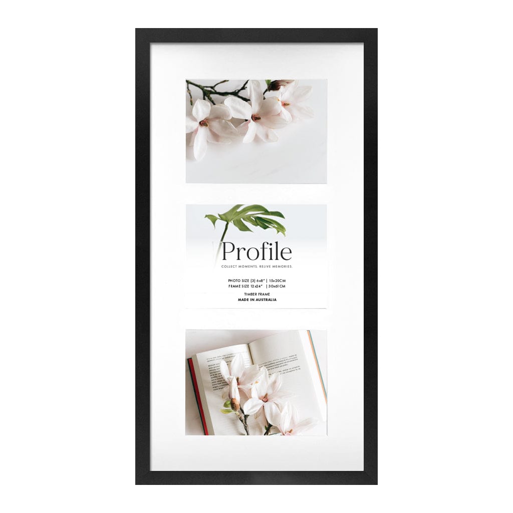 Decorator Gallery Collage Photo Frame - 3 Photos (6x8in) (Vertical) Black Frame from our Australian Made Collage Photo Frame collection by Profile Products (Australia) Pty Ltd