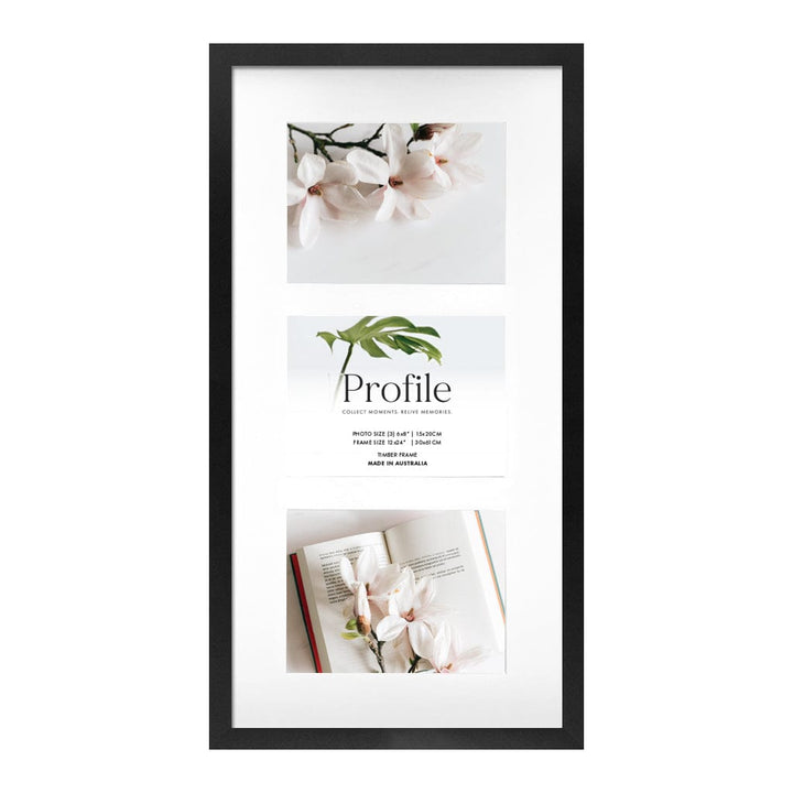 Decorator Gallery Collage Photo Frame - 3 Photos (6x8in) (Vertical) Black Frame from our Australian Made Collage Photo Frame collection by Profile Products (Australia) Pty Ltd