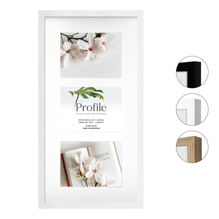 Decorator Gallery Collage Photo Frame - 3 Photos (6x8in) (Vertical) from our Australian Made Collage Photo Frame collection by Profile Products (Australia) Pty Ltd