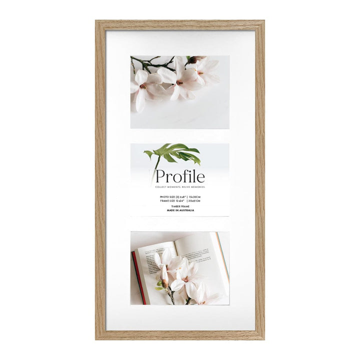 Decorator Gallery Collage Photo Frame - 3 Photos (6x8in) (Vertical) Natural Oak Frame from our Australian Made Collage Photo Frame collection by Profile Products (Australia) Pty Ltd
