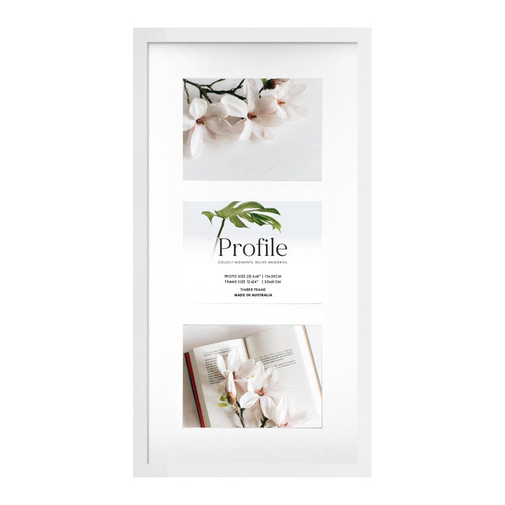 Decorator Gallery Collage Photo Frame - 3 Photos (6x8in) (Vertical) White Frame from our Australian Made Collage Photo Frame collection by Profile Products (Australia) Pty Ltd