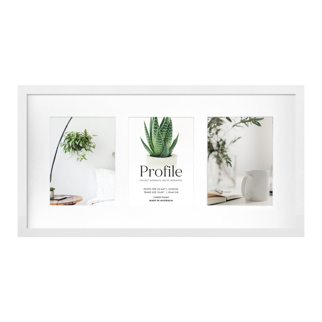 Decorator Gallery Collage Photo Frame - 3 Photos (6x8in) White Frame from our Australian Made Collage Photo Frame collection by Profile Products Australia