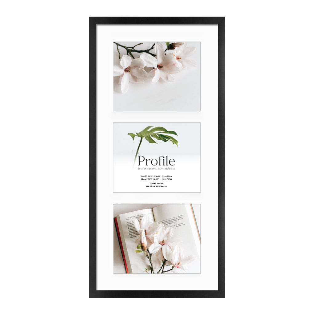 Decorator Gallery Collage Photo Frame - 3 Photos (8x10in) (Vertical) Black Frame from our Australian Made Collage Photo Frame collection by Profile Products (Australia) Pty Ltd