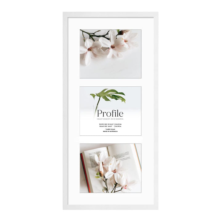 Decorator Gallery Collage Photo Frame - 3 Photos (8x10in) (Vertical) White Frame from our Australian Made Collage Photo Frame collection by Profile Products (Australia) Pty Ltd