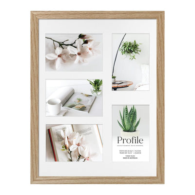 Decorator Gallery Collage Photo Frame - 5 Photos (4x6in) Natural Oak Frame from our Australian Made Collage Photo Frame collection by Profile Products Australia