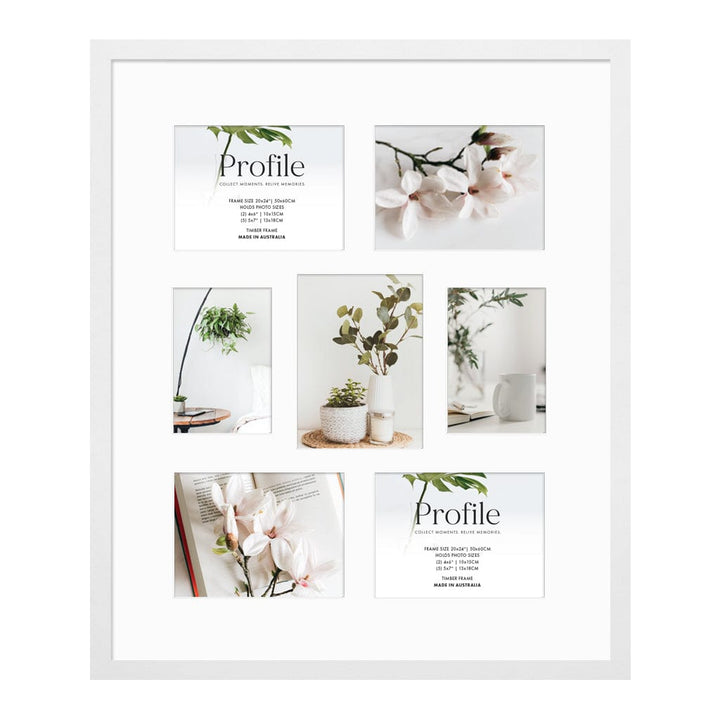 Decorator Gallery Collage Photo Frame - 7 Photos (Multi) White Frame from our Australian Made Collage Photo Frame collection by Profile Products Australia