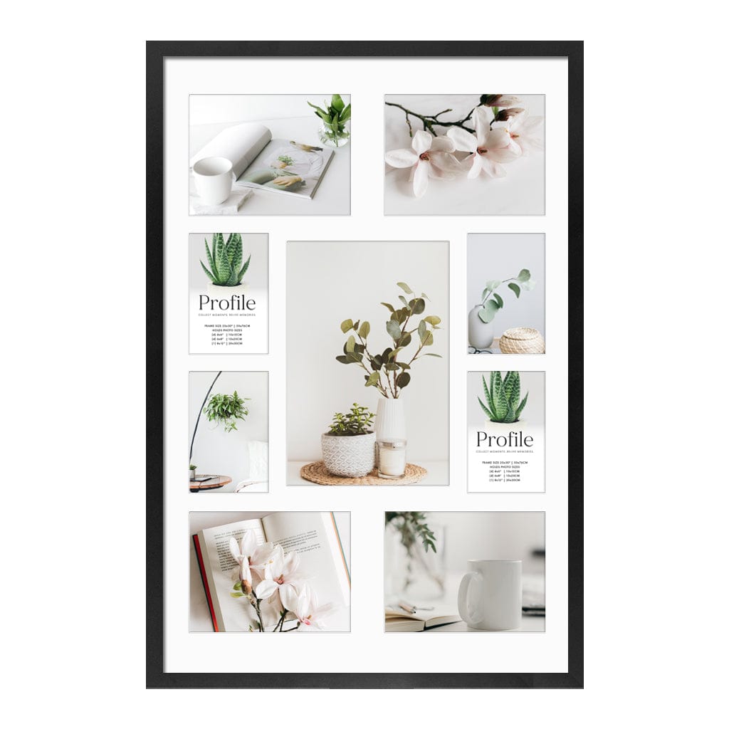 Decorator Gallery Collage Photo Frame - 9 Photos (Multi) Black Frame from our Australian Made Collage Photo Frame collection by Profile Products Australia