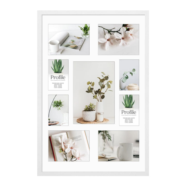 Decorator Gallery Collage Photo Frame - 9 Photos (Multi) White Frame from our Australian Made Collage Photo Frame collection by Profile Products Australia