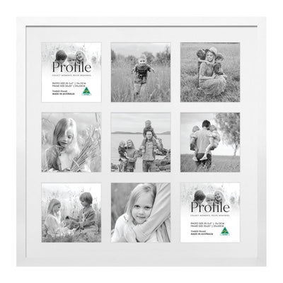 Decorator Insta Square Collage Photo Frame - 9 Photos (5x5in) White Frame from our Australian Made Collage Photo Frame collection by Profile Products Australia