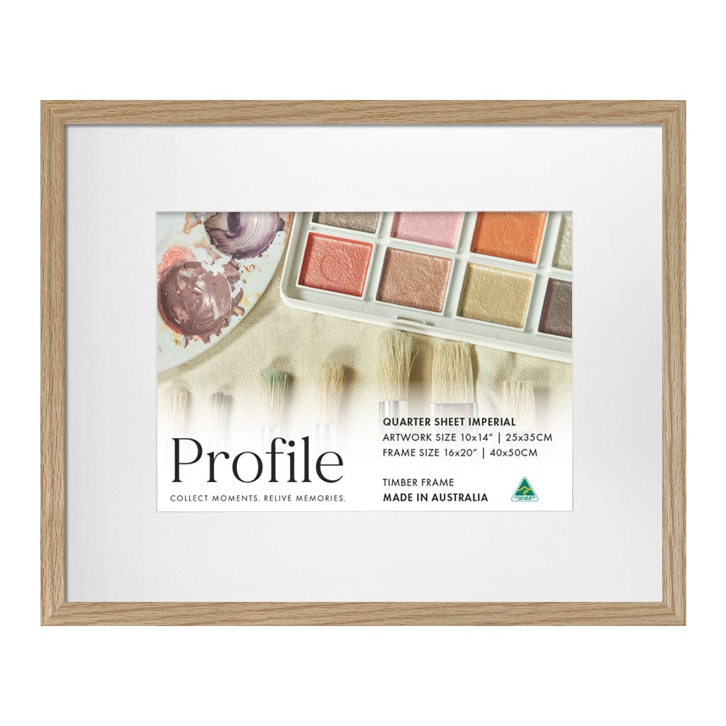 Decorator Natural Oak Artist Watercolour Frame Quarter Sheet Imperial from our Australian Made Picture Frames collection by Profile Australia