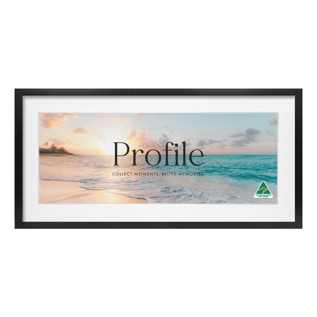 Decorator Panoramic Matt Black Timber Photo Frame 14x30in (35x76cm) to suit 10x26in (25x66cm) image from our Australian Made Picture Frames collection by Profile Products (Australia) Pty Ltd