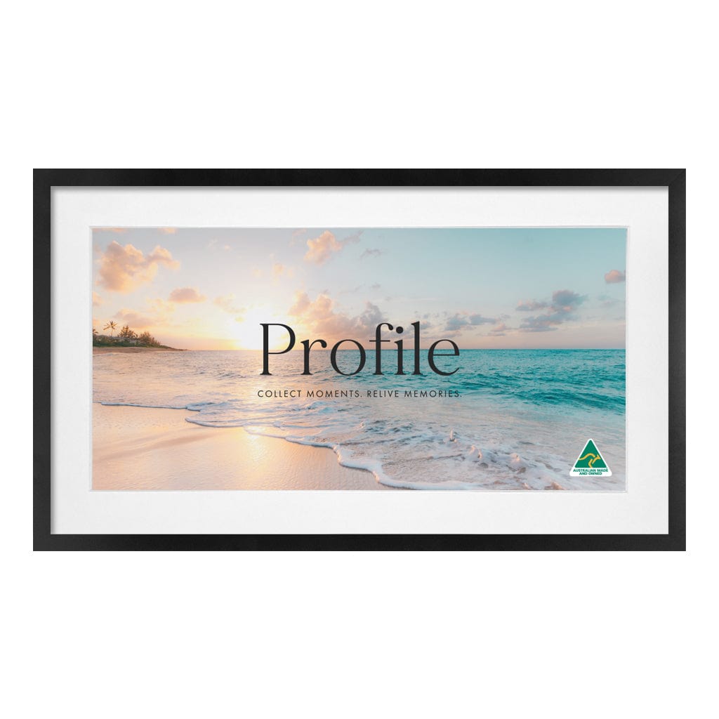 Decorator Panoramic Matt Black Timber Photo Frame 16x28in (40x71cm) to suit 12x24in (30x61cm) image from our Australian Made Picture Frames collection by Profile Products (Australia) Pty Ltd