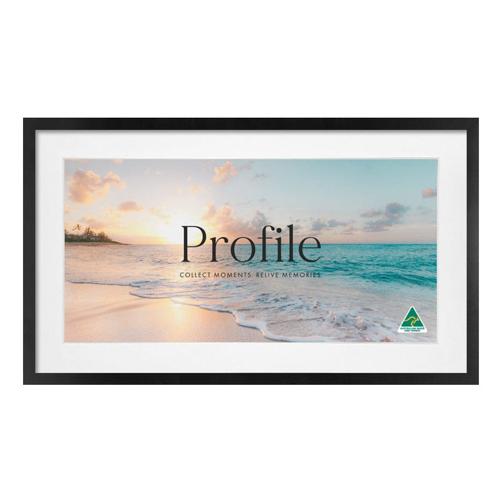 Decorator Panoramic Matt Black Timber Photo Frame 16x28in (40x71cm) to suit 12x24in (30x61cm) image from our Australian Made Picture Frames collection by Profile Products (Australia) Pty Ltd