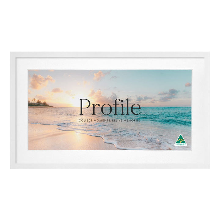Decorator Panoramic Matt White Timber Photo Frame 16x28in (40x71cm) to suit 12x24in (30x61cm) image from our Australian Made Picture Frames collection by Profile Products (Australia) Pty Ltd