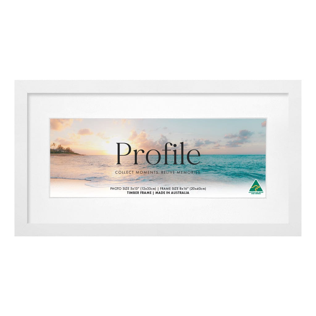 Decorator Panoramic Matt White Timber Photo Frame from our Australian Made Picture Frames collection by Profile Products (Australia) Pty Ltd