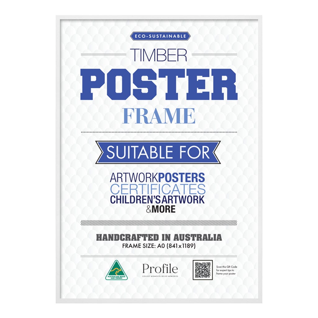 Decorator White A0 Poster Frame – Extra Large Poster Display from our Australian Made Picture Frames collection by Profile Products (Australia) Pty Ltd