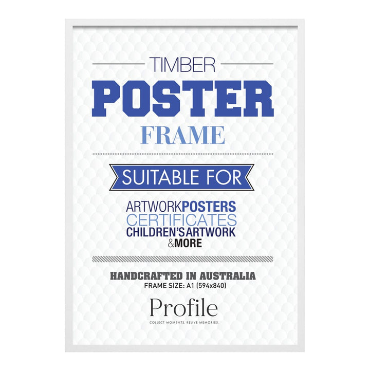 Decorator White Poster Frame A1 (59x84cm) Unmatted from our Australian Made Picture Frames collection by Profile Products (Australia) Pty Ltd