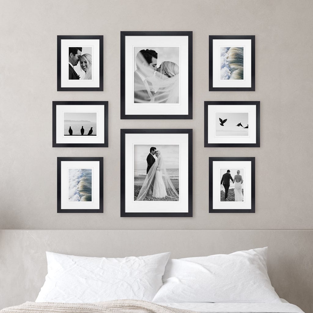 Deluxe Gallery Photo Wall Frame Set D - 8 Frames Black Gallery Wall Frame Set D from our Australian Made Gallery Photo Wall Frame Sets collection by Profile Products Australia