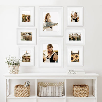 Deluxe Gallery Photo Wall Frame Set D - 8 Frames White Gallery Wall Frame Set D from our Australian Made Gallery Photo Wall Frame Sets collection by Profile Products Australia