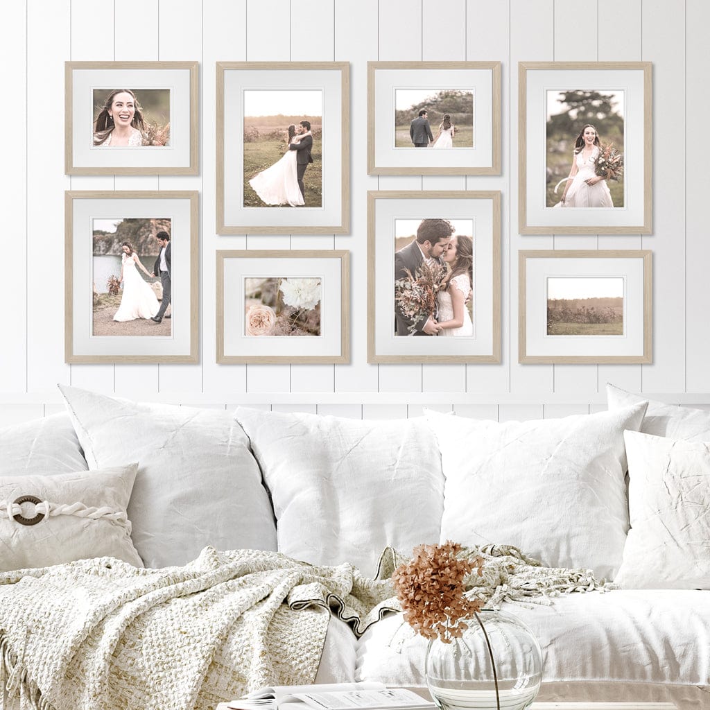 Deluxe Gallery Photo Wall Frame Set E - 8 Frames Polar Birch Gallery Wall Frame Set E from our Australian Made Gallery Photo Wall Frame Sets collection by Profile Products Australia