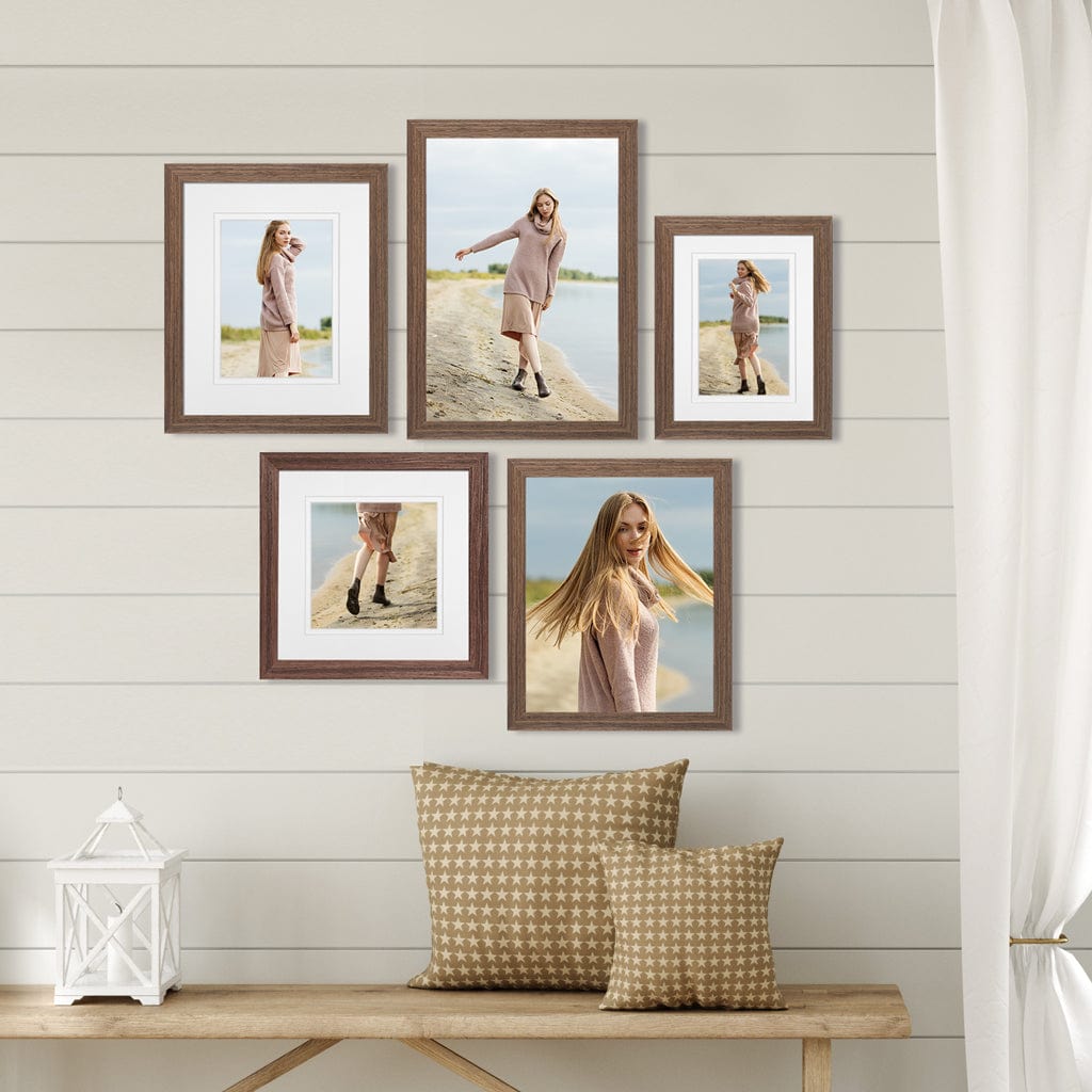 Deluxe Gallery Photo Wall Frame Set H - 5 Frames Chestnut Gallery Wall Frame Set H from our Australian Made Picture Frames collection by Profile Products Australia