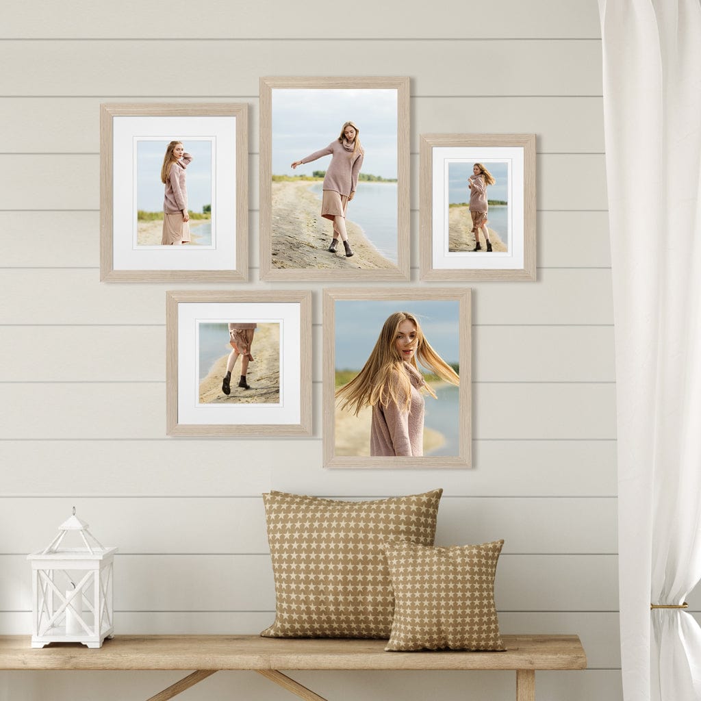 Deluxe Gallery Photo Wall Frame Set H - 5 Frames Polar Birch Gallery Wall Frame Set H from our Australian Made Picture Frames collection by Profile Products Australia