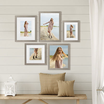 Deluxe Gallery Photo Wall Frame Set H - 5 Frames Stone Ash Gallery Wall Frame Set H from our Australian Made Picture Frames collection by Profile Products Australia