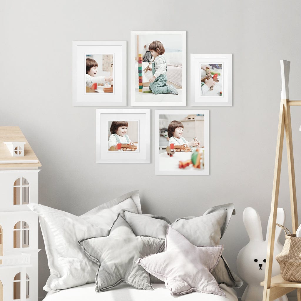 Deluxe Gallery Photo Wall Frame Set H - 5 Frames White Gallery Wall Frame Set H from our Australian Made Picture Frames collection by Profile Products Australia