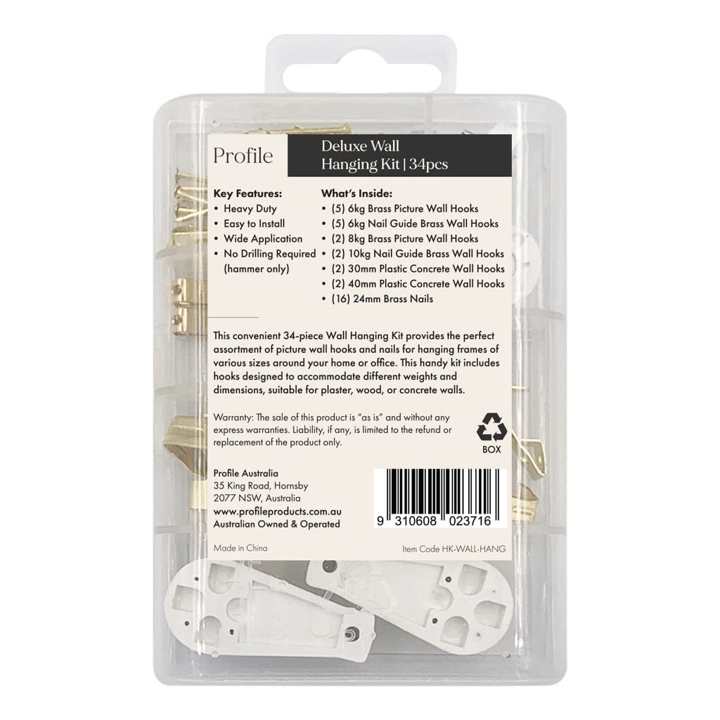 Deluxe Wall Hanging Kit (34pcs) from our Picture Framing Accessories collection by Profile Products (Australia) Pty Ltd