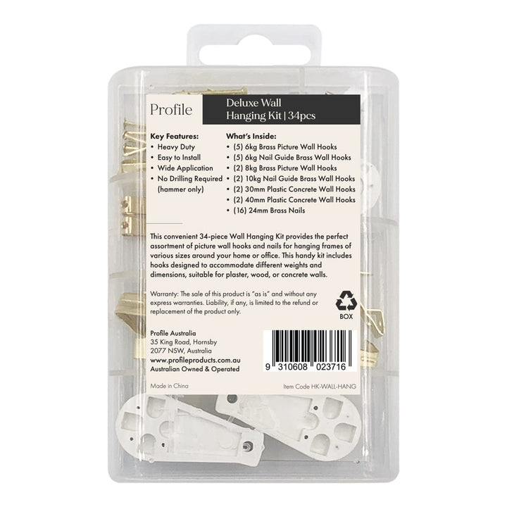 Deluxe Wall Hanging Kit (34pcs) from our Picture Framing Accessories collection by Profile Products (Australia) Pty Ltd