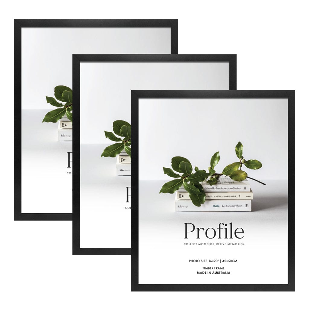 Elegant Black 16x20in Set of Frames (Bulk Frame Bundle 3 Pack) from our Australian Made Picture Frames collection by Profile Products (Australia) Pty Ltd