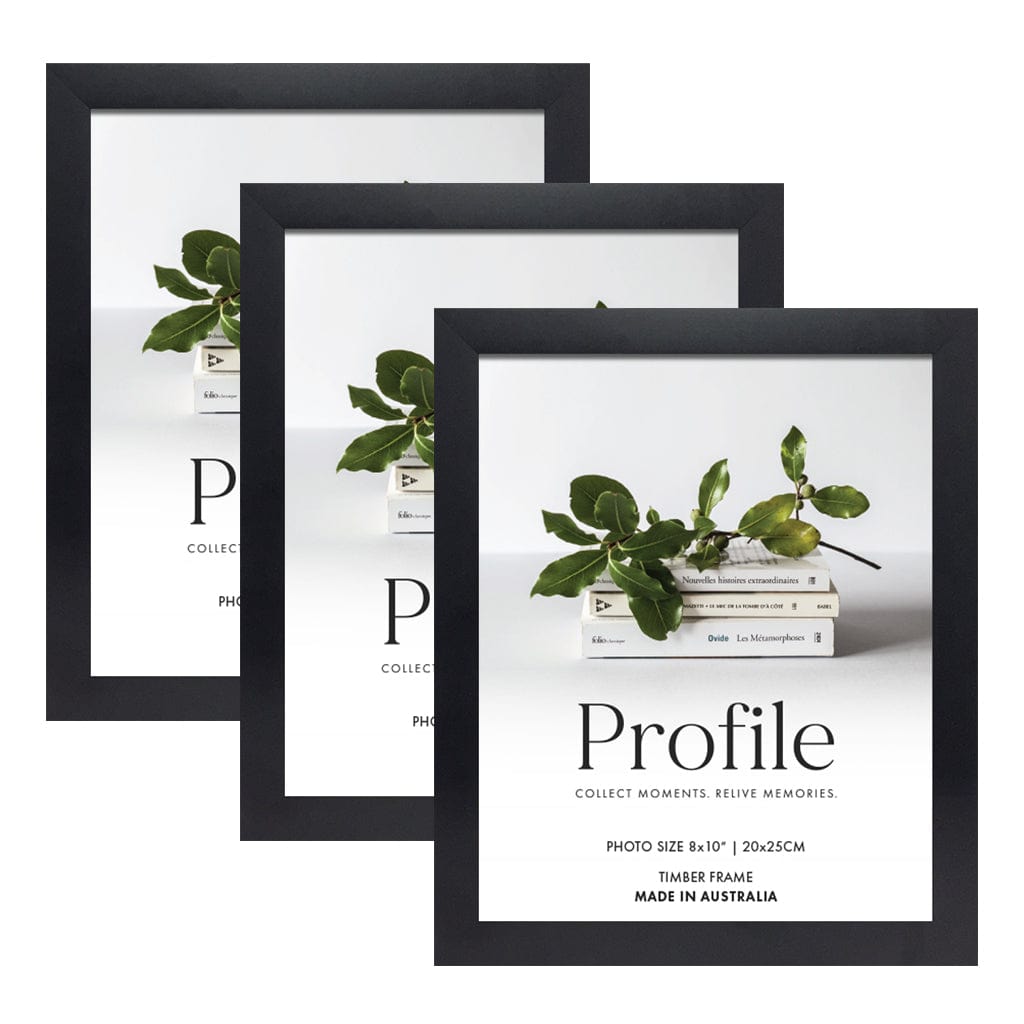 Elegant Black 8x10in Set of Frames (Bulk Frame Bundle 3 Pack) from our Australian Made Picture Frames collection by Profile Products (Australia) Pty Ltd