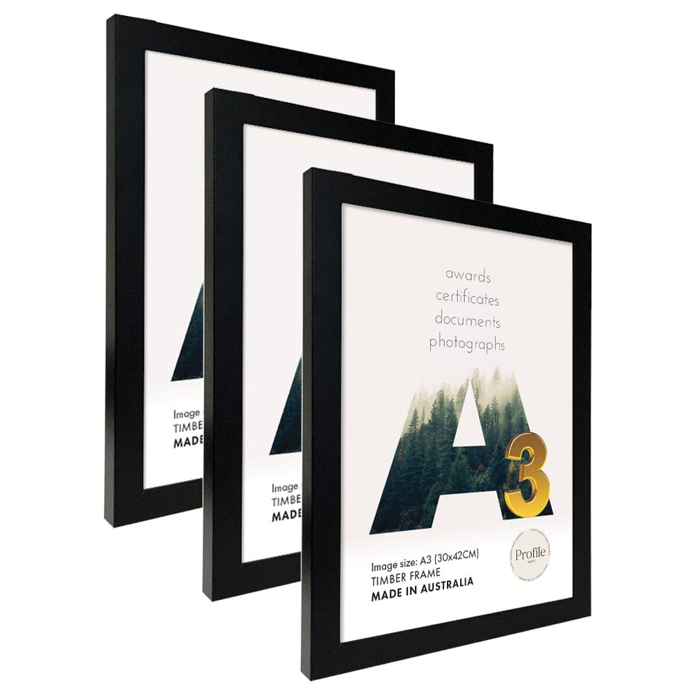 Elegant Black A3 Photo Frame (Bulk Frame 3 Pack) from our Australian Made Picture Frames collection by Profile Australia