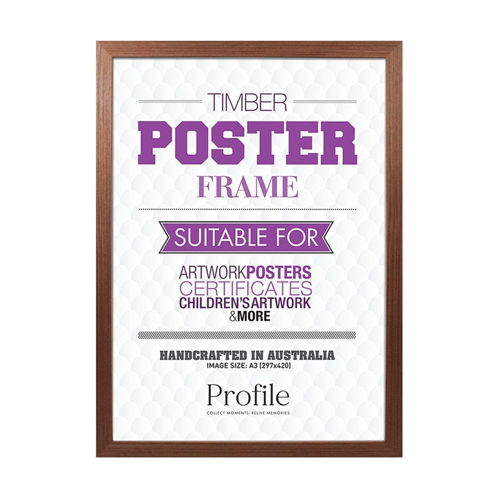 Elegant Chestnut Brown Poster Picture Frame A3 (30x42cm) Unmatted from our Australian Made Picture Frames collection by Profile Products (Australia) Pty Ltd