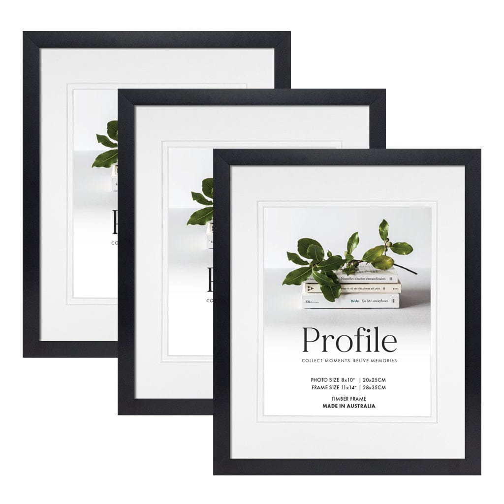 Elegant Deluxe Black 11x14/8x10in Set of Frames (Bulk Frame Bundle 3 Pack) from our Australian Made Picture Frames collection by Profile Products (Australia) Pty Ltd