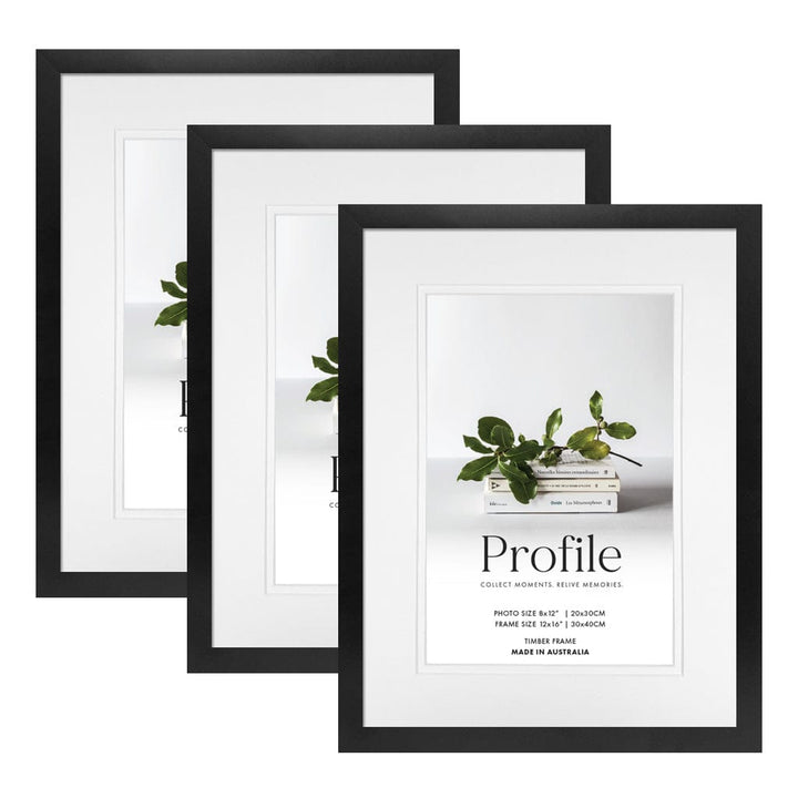 Elegant Deluxe Black 12x16/8x12in Set of Frames (Bulk Frame Bundle 3 Pack) from our Australian Made Picture Frames collection by Profile Products (Australia) Pty Ltd