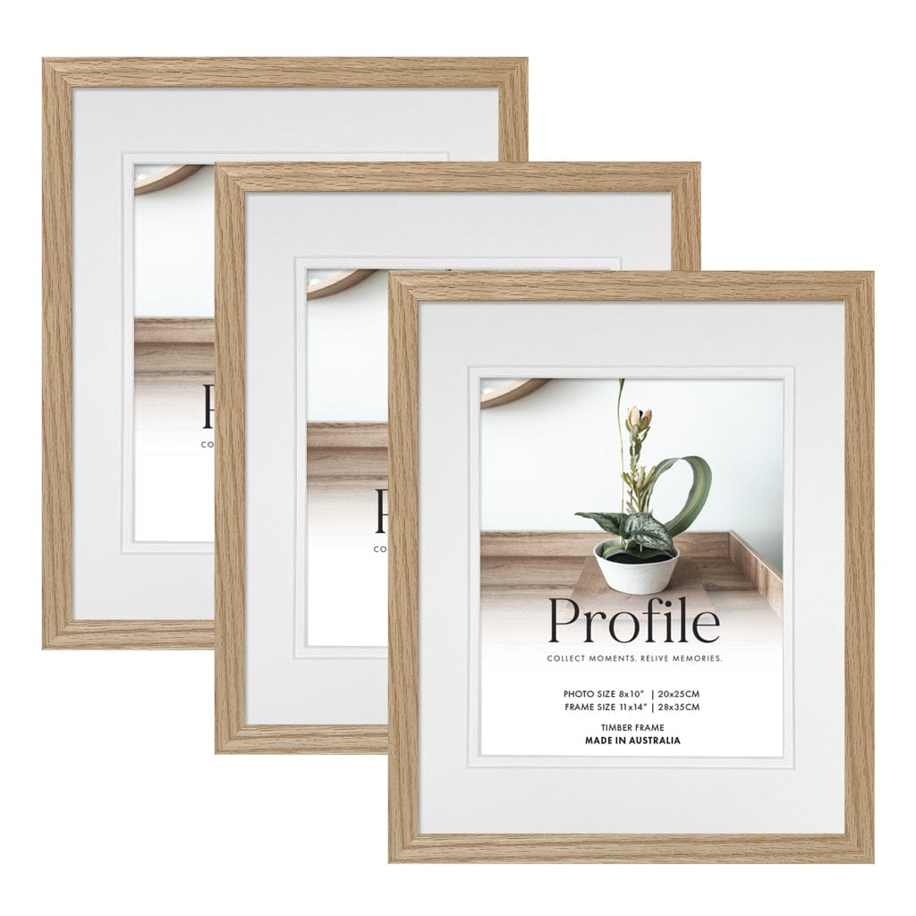 Elegant Deluxe Natural Oak 11x14/8x10in Set of Frames (Bulk Frame Bundle 3 Pack) from our Australian Made Picture Frames collection by Profile Products (Australia) Pty Ltd