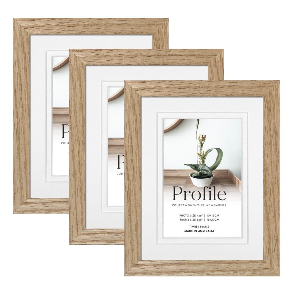 Elegant Deluxe Natural Oak 6x8/4x6in Set of Frames (Bulk Frame Bundle 3 Pack) from our Australian Made Picture Frames collection by Profile Products (Australia) Pty Ltd