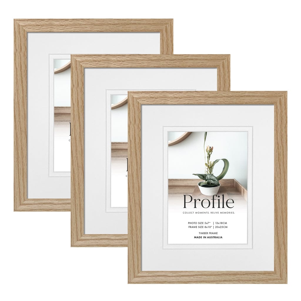 Elegant Deluxe Natural Oak 8x10/5x7in Set of Frames (Bulk Frame Bundle 3 Pack) from our Australian Made Picture Frames collection by Profile Products (Australia) Pty Ltd