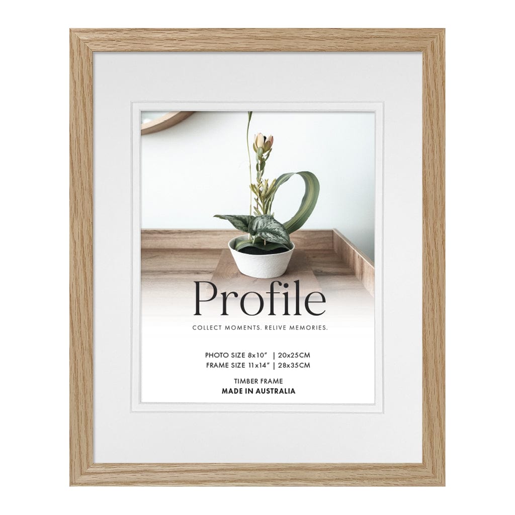 Elegant Deluxe Natural Oak Photo Frame 11x14in (28x35cm) to suit 8x10in (20x25cm) image from our Australian Made Picture Frames collection by Profile Products (Australia) Pty Ltd