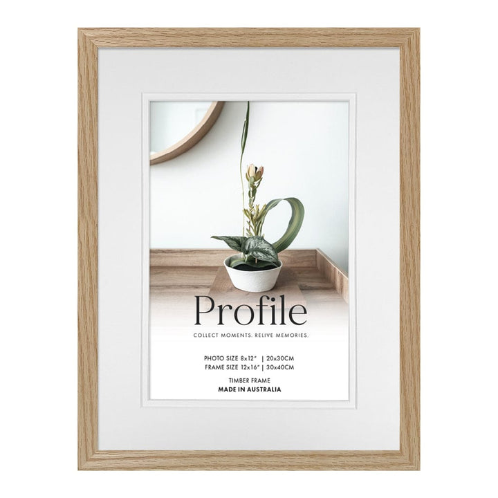 Elegant Deluxe Natural Oak Photo Frame 12x16in (30x40cm) to suit 8x12in (20x30cm) image from our Australian Made Picture Frames collection by Profile Products (Australia) Pty Ltd