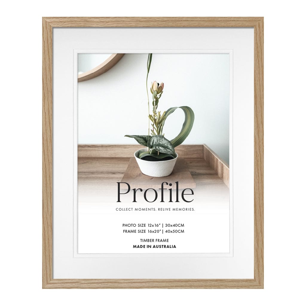 Elegant Deluxe Natural Oak Photo Frame 16x20in (40x50cm) to suit 12x16in (30x40cm) image from our Australian Made Picture Frames collection by Profile Products (Australia) Pty Ltd