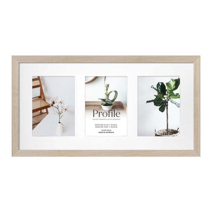 Elegant Deluxe Polar Birch Timber Photo Frame 10x20in (25x50cm) to suit three 5x7in (13x18cm) images from our Australian Made Picture Frames collection by Profile Products (Australia) Pty Ltd