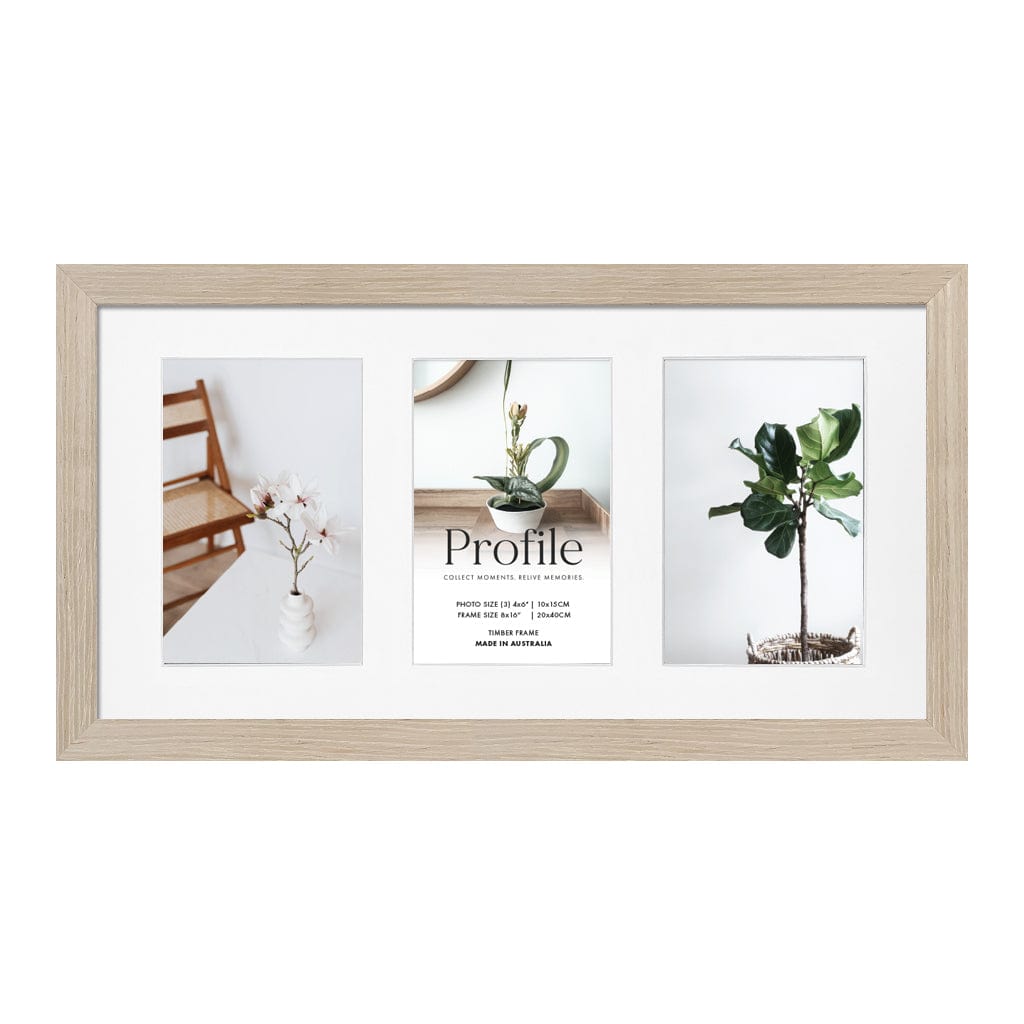 Elegant Deluxe Polar Birch Timber Photo Frame 8x16in (20x40cm) to suit three 4x6in (10x15cm) images from our Australian Made Picture Frames collection by Profile Products (Australia) Pty Ltd