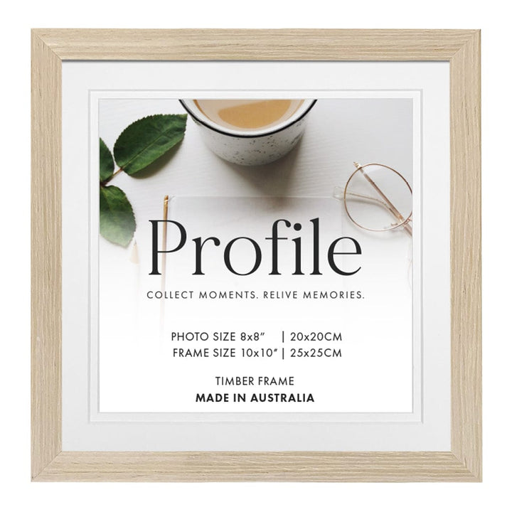 Elegant Deluxe Polar Birch Timber Square Frame 10x10in (25x25cm) to suit 8x8in (20x20cm) image from our Australian Made Picture Frames collection by Profile Products (Australia) Pty Ltd