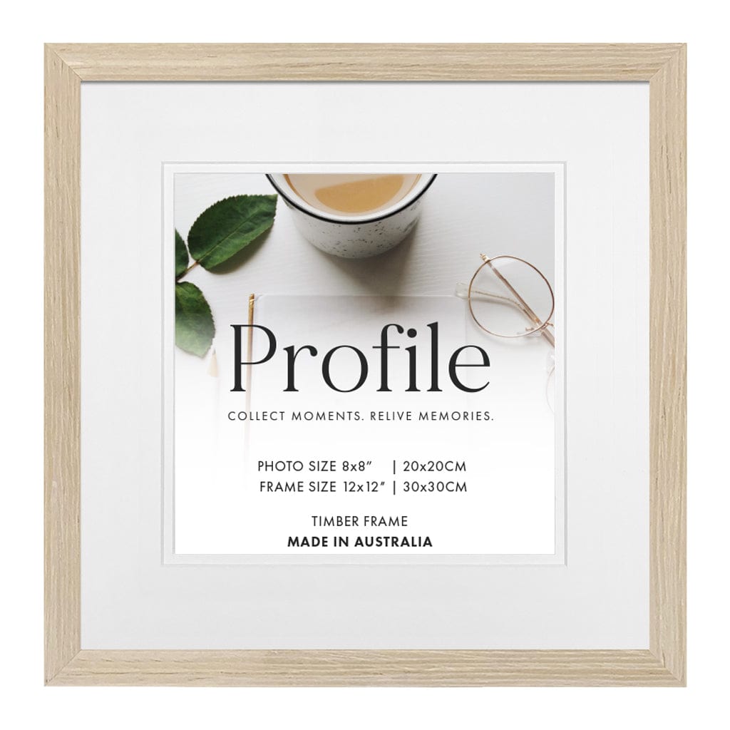 Elegant Deluxe Polar Birch Timber Square Frame 12x12in (30x30cm) to suit 8x8in (20x20cm) image from our Australian Made Picture Frames collection by Profile Products (Australia) Pty Ltd