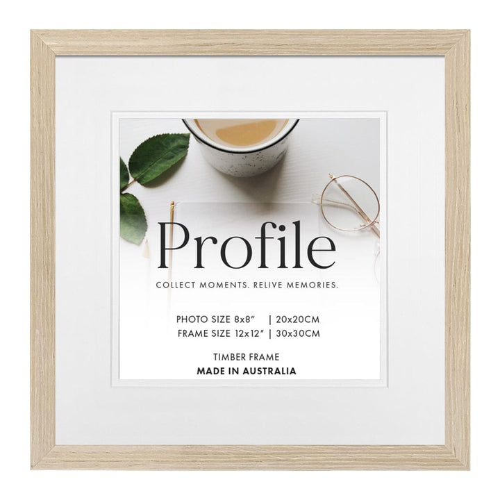 Elegant Deluxe Polar Birch Timber Square Frame 12x12in (30x30cm) to suit 8x8in (20x20cm) image from our Australian Made Picture Frames collection by Profile Products (Australia) Pty Ltd
