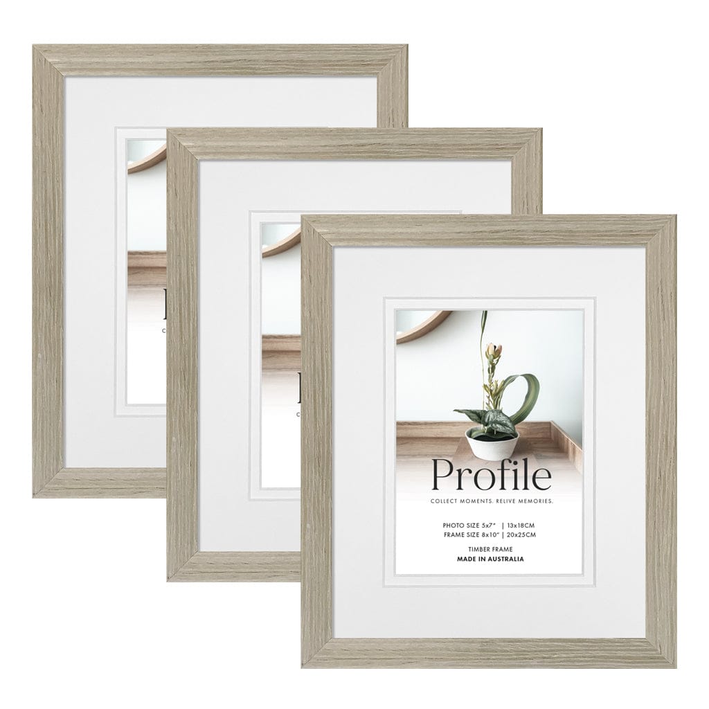 Elegant Deluxe Stone Ash 8x10/5x7in Set of Frames (Bulk Frame Bundle 3 Pack) from our Australian Made Picture Frames collection by Profile Products (Australia) Pty Ltd